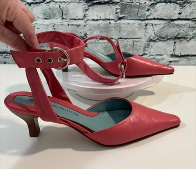 Bisou Bisou Collection Ankle Strap Pink Heels Silver tone Buckle Trim 8 M - Image 1 of 4