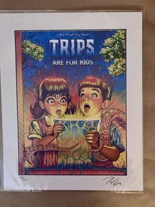Zoltron Trips Are For Kids Blotter Art Print Bicycle Day 2025 Signed 103 /250 💀 - Picture 1 of 4