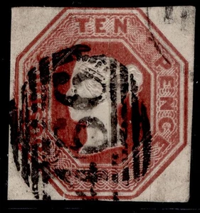 GB QV SG57, SCARCE 10d brown CUT SQUARE, USED. Cat £1200. DIE II - Picture 1 of 1