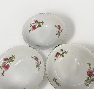 Lot Of 3 Vtg Royal Moss Rose Japan Vegetable Serving Bowl Round 7” W/Swirl Edge - Picture 1 of 9