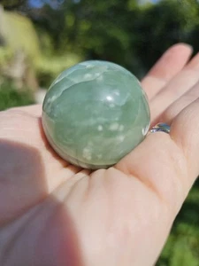 ✨️SALE✨️ Mini Green Jade crystal Sphere & Stand Luck Prosperity 71g 3.5cm - Picture 1 of 9