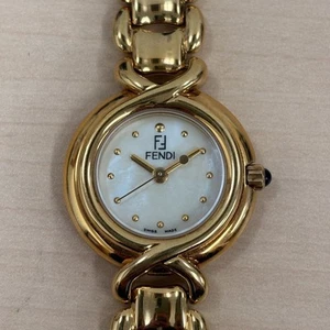 Fendi Watch 700L Gold Plated Swiss Made Shell Dial 25mm Arm 15.5cm Vintage - Picture 1 of 9