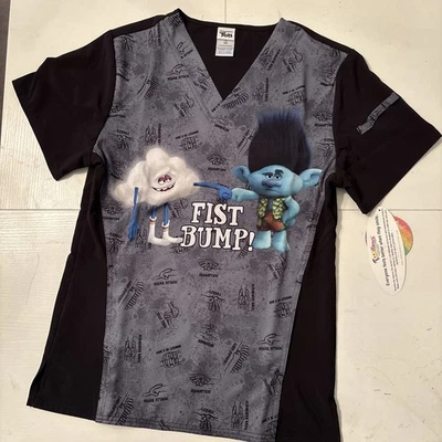 Trolls Cherokee Scrubs Tooniforms Mens XS V Neck Scrub Top TF708 - Image 1 of 4