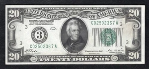 FR. 2050-C 1928 $20 FRN FEDERAL RESERVE NOTE PHILADELPHIA, PA UNCIRCULATED - Picture 1 of 2