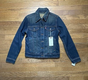 Chaqueta vaquera Levis Denim WPL-423 Trucker mujer pequeña lengüeta roja lavado oscuro nueva con etiquetas - Imagen 1 de 8