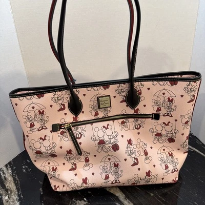 Disney Dooney & Bourke Mickey Minnie Mouse San Valentín Bolso Grande Cartera de Cuero Foto 1 de 4