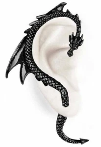 Black Dragon's Lure Right Ear Wrap Earring, Gothic Fantasy Gift, Alchemy England - Picture 1 of 5