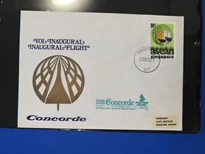 Concorde Flown Cover BA 301 First Flight Singapore-Bahrain-London 1977 - Picture 1 of 2