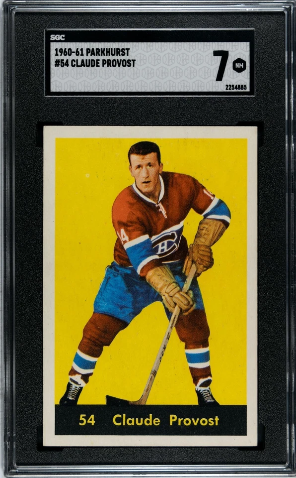 60-61 Parkhurst Card # 54 CLAUDE PROVOST MONTREAL CANADIENS SGC GRADED 7 SHARP! - Image 1 of 2