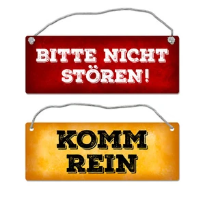 Bitte nicht stören - Komm rein Wendeschild in Gelb und Rot mit Kordel Schild - Bild 1 von 6