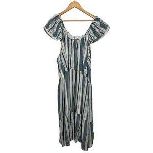Dip Damen blau-weiß gestreiftes gefüttertes Sommerkleid Größe 3X neu - Bild 1 von 8