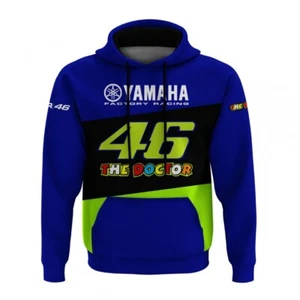 Yamaha 3D Hoodie Valentino Rossi The Doctor Blue Lime Edition - Picture 1 of 5