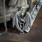 Stainless Steel Winged Angel Of Death Skull Skeleton Pendant Necklace Men Gift