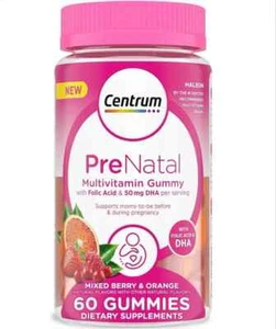 Centrum PreNatal Multivitamin Gummies, with Folic Acid & 50mg DHA - 60 Ct 12/25+ - Picture 1 of 5