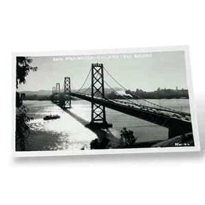 Postal RPPC San Francisco Oakland Bay Bridge California barco coches antiguos C109 - Imagen 1 de 2