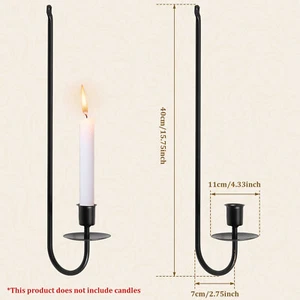 2 Pcs Candle Sconce Holder Mental Iron Wall Candle Sconce Hanging Wall..·∫ - Picture 1 of 11