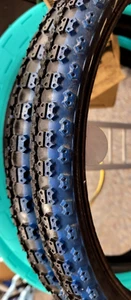 TIOGA Mitsuboshi Competition III 2-Tone Black/Blue Vintage Stagger BMX Tires - Picture 1 of 6