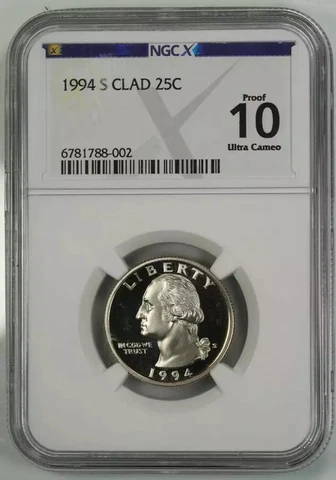 1994 S PROOF WASHINGTON QUARTER 25C NGCX CERTIFIED PF 10 ULTRA CAMEO (002) Cover