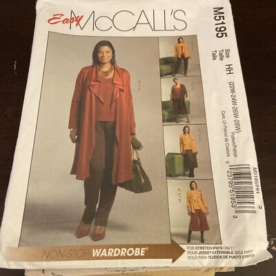 McCall's 5195 M5195 Jacket Pants Gaucho Skirt 22-28 Uncut Pattern plus size - Image 1 of 4