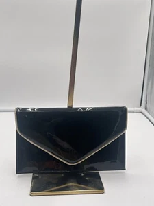 Estee Lauder schöne glänzende schwarze mit cremefarbenem Rand modische Kosmetiktasche - Bild 1 von 5