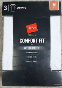 Short Sleeve Crew Neck T Shirt Men's M Hanes 38-40 Comfort Cotton Spandex 3 Pack - Picture 1 of 4