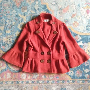 Cardigan Charlie & Robin Anthropologie arancione ritagliato taglia S vintage Y2K stravagante - Foto 1 di 8