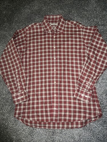 Camicia abito a quadri abbottonati Burberry marrone cachi da uomo taglia M made in USA