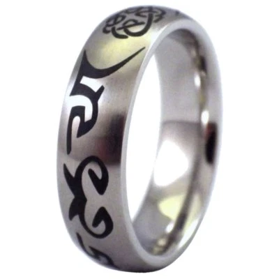 Viking Tattoo Band Mens Womens Silver Stainless Steel Celtic Ring Sizes 6.5-12 - Image 1 of 4