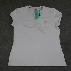 Ellesse Top Womens Medium M White Tennis Athleisure Activewear Short Sleeve - Picture 1 of 16