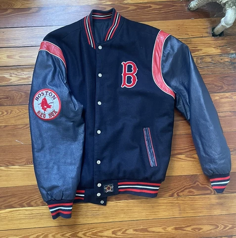 Vintage MLB Boston Red Sox Reversible Varsity Letterman Jacket XL Cover