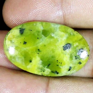 Natural Green Lemon Lizardite Gemstone 37.80 Cts Oval Cabochon African 21X35X5MM - Picture 1 of 11