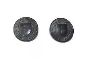 2x Botones De Plástico Baquelita Negra 30mm Sociedad Cruz Roja Británica De Colección - Imagen 1 de 2