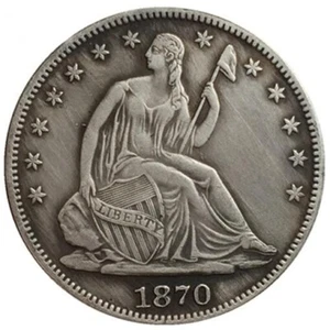 1870 S Seated Liberty Silver Half Dollar 50C High Grade - Afbeelding 1 van 4