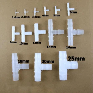 3.2mm~25mm T Joiner 3 Way Barbed Plastic Hose Connector Tubing Pipe Food Grade - Picture 1 of 3