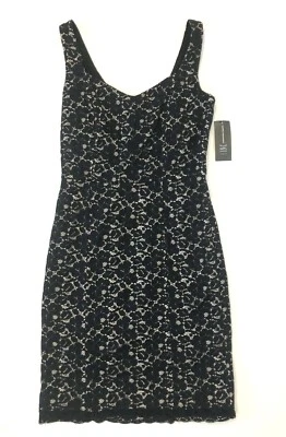 Vestido INC International Concepts 0 Nuevo con Etiquetas Negro Encaje Crochet Cóctel Sin Mangas Foto 1 de 4
