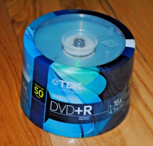 TDK DVD+R 50 PACK SPINDLE 1-16x SPEED 120 MINUTES 4.7 GB - Picture 1 of 4