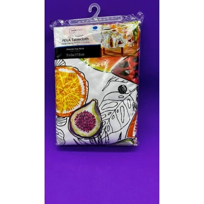 Mainstays 70" Round PEVA Vinyl Tablecloth Fruit Design Summer Picnic BBQ Party - Image 1 of 4
