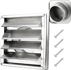 4'' Stainless Steel Dryer Vent Cover with Moving Lamella and Screen, 4'' Square 