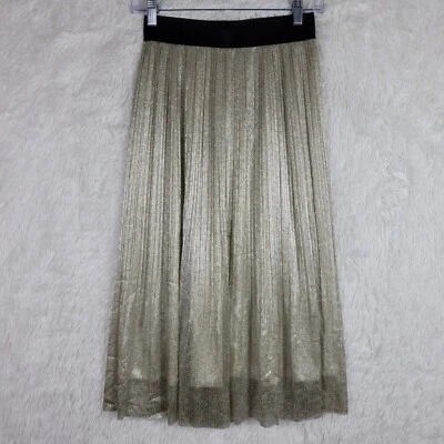 Falda midi Oak & Fort para mujer pequeña cintura elástica brillante línea A festival metálica Foto 1 de 4