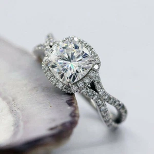 2.65Ct Antique Cushion Diamond Lab Created 925 Sterling Silver Engagement Ring - Picture 1 of 6