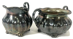 Pairpoint MFG Quadruple Plate Cream and Sugar Service Footed Antique cir 1890's - Picture 1 of 9