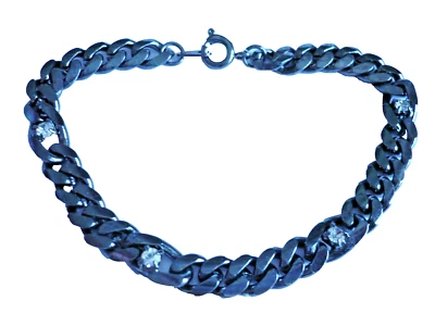 klasse Armband Panzerkette mit Strass 19,5 cm anthrazid schwarz Schmuck - Bild 1 von 2