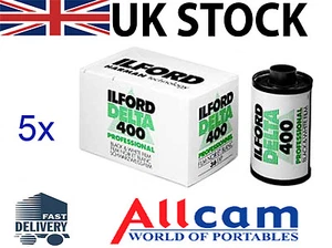 5 Pack: Ilford Delta 400 35mm 36 Exposure ISO 400 Black & White Film, New
