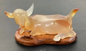 Goat Carnelian Hand Carved Asian Figurine Antique With Stand  - Picture 1 of 6