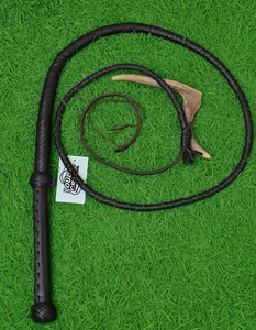 Látigo con núcleo de cuerda marrón-6 pies, 12 trenzas hecho a mano cuero de vaca látigo ecuestre - Imagen 1 de 5