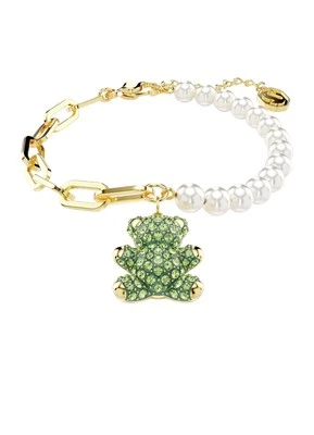 Swarovski NWT Teddy Bracelet Crystal Pearl, Bear, Green, Gold-tone Free Shipping - Image 1 of 4