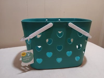 Carrito de ducha portátil plástico turquesa corazón cesta 10" X 6" X 6" Foto 1 de 4