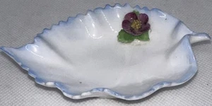Vtg Denton Best Bone China Small Leaf Dish Sky Baby Blue England Hand Modelled - Picture 1 of 4