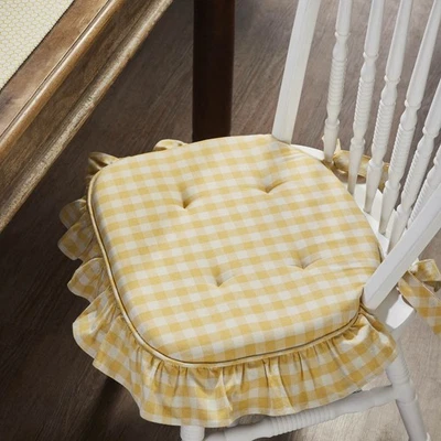 Golden Honey Ruffled Chair Pad 16.5x18 VHC Brands - Image 1 of 4