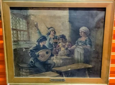Ugo Giani Oil Painting "A Spanish Trio" Antique SIGNED - FOR REPAIR  - Image 1 of 4